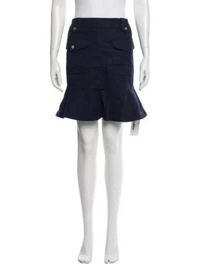 Pre-owned Tory Burch Ruffle Embellishment Mini Skirt In Blue