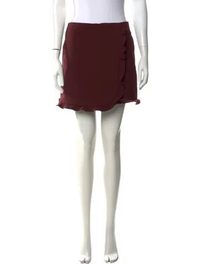 Pre-owned Tory Burch Ruffle Embellishment Mini Skirt In Burgundy