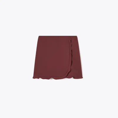 Tory Burch Ruffle Stretch Golf Skirt In Burgundy