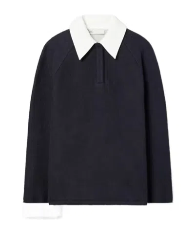 Tory Burch Rugby Polo Top In Blue