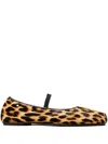 Tory Burch Runway Leopard Mary Jane Ballerina Flats In Black