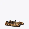 Tory Burch Leopard Print Mary Jane Ballet Flats In Classic Leopard/perfect Black