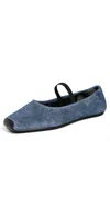 Tory Burch Denim Elastic-strap Ballet Flats In Blue