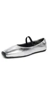 Tory Burch Runway Metallic Leather Ballerina Flats In Silver