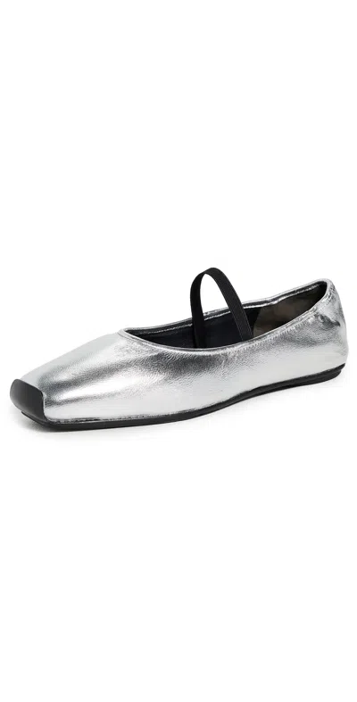 Tory Burch Runway Ballet Flats Silver/perfect Black