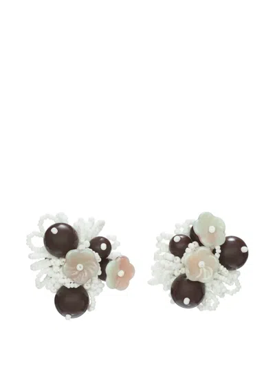 Tory Burch Runway Beaded Cluster Earrings In Purple