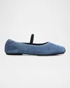 Tory Burch Denim Elastic-strap Ballet Flats In Blue