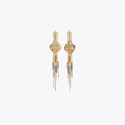 Tory Burch Runway Embellished Front-backs Earrings In Gold