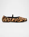 Tory Burch Runway Leopard Mary Jane Ballerina Flats In Classic Leopard  Perfect Black