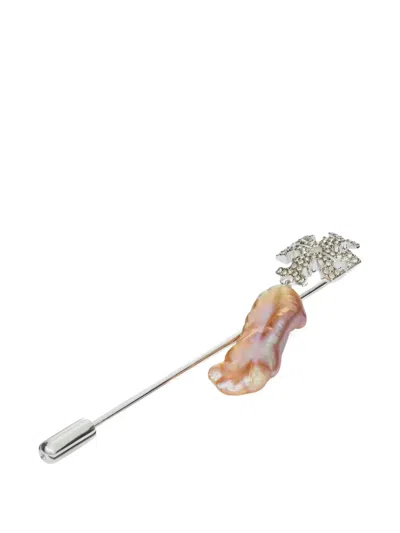 Tory Burch Runway Logo Pearl Pin In Multi