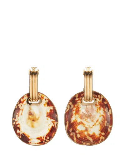 Tory Burch Runway Shell Drop Earrings In Gold