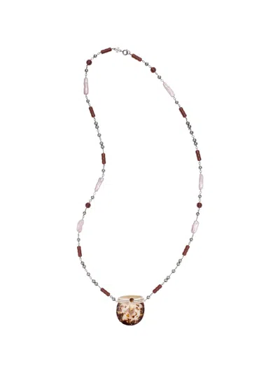Tory Burch Runway Shell Necklace In Multi