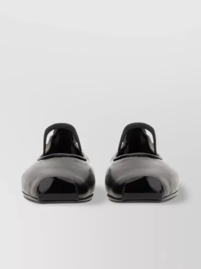 TORY BURCH "RUNWAY" SQUARE TOE FLAT SOLE BALLERINA SHOES