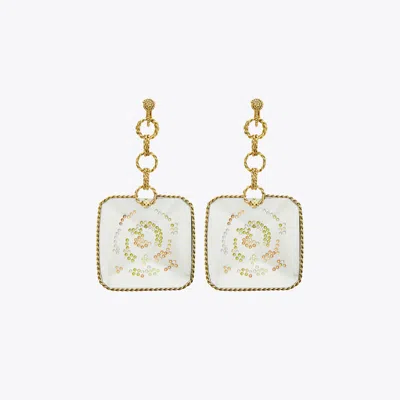 Tory Burch Runway Swirl Drop Earrings In White