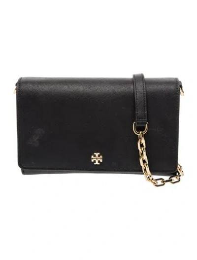 Pre-owned Tory Burch Saffiano Leather Clutch In Black
