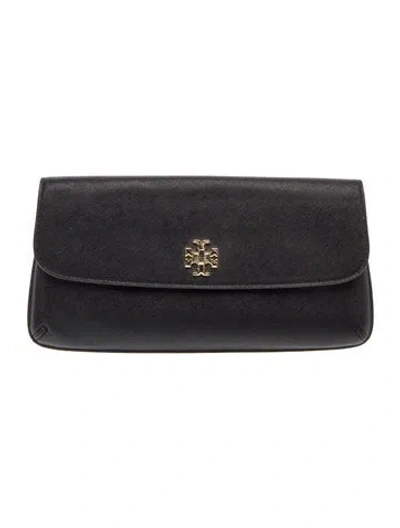 Pre-owned Tory Burch Saffiano Leather Clutch In Black