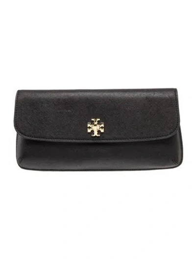Pre-owned Tory Burch Saffiano Leather Clutch In Black