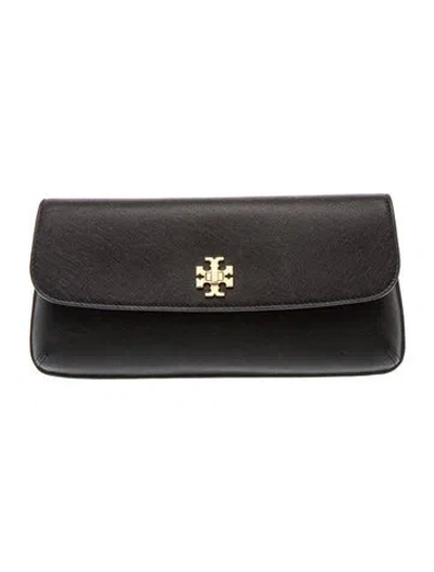 Pre-owned Tory Burch Saffiano Leather Clutch In Black