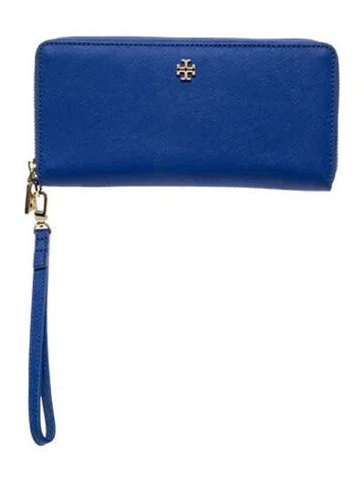 Pre-owned Tory Burch Saffiano Leather Clutch In Blue