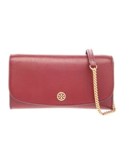 Pre-owned Tory Burch Saffiano Leather Clutch In Burgundy