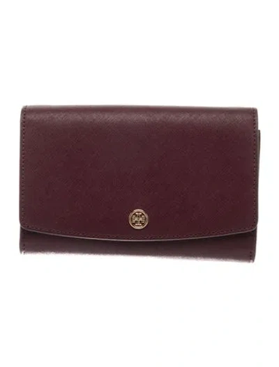 Pre-owned Tory Burch Saffiano Leather Clutch In Burgundy