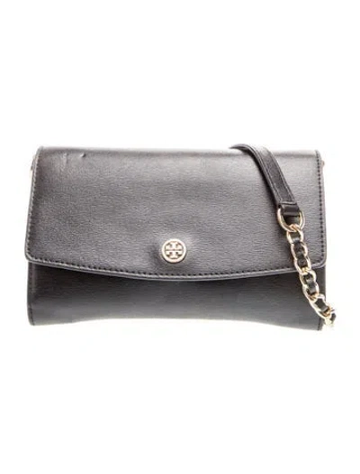 Pre-owned Tory Burch Saffiano Leather Clutch In Gray