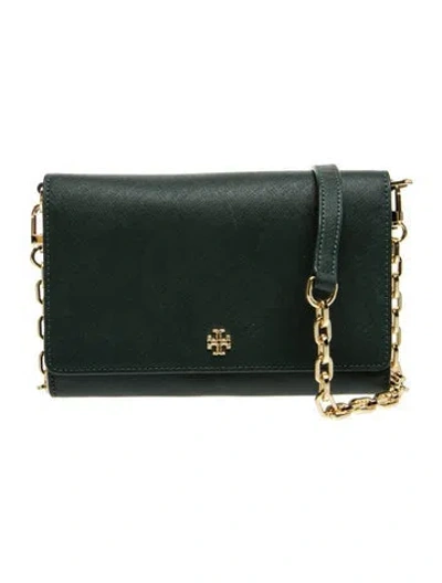 Pre-owned Tory Burch Saffiano Leather Clutch In Green