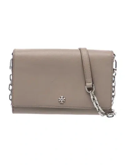 Pre-owned Tory Burch Saffiano Leather Clutch In Neutral