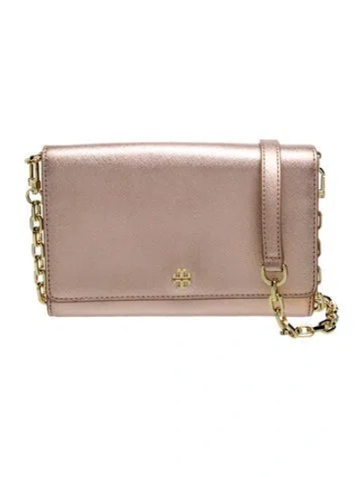 Pre-owned Tory Burch Saffiano Leather Clutch In Neutral