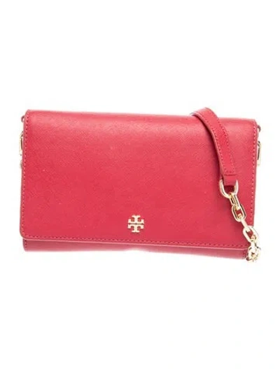 Pre-owned Tory Burch Saffiano Leather Clutch In Red