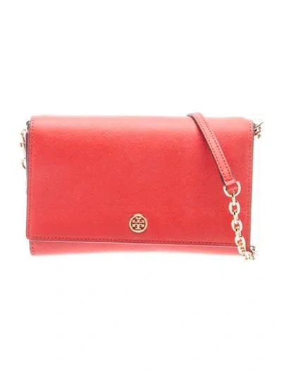 Pre-owned Tory Burch Saffiano Leather Clutch In Red