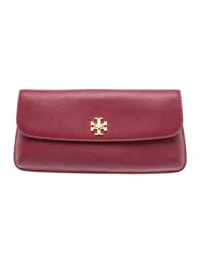 Pre-owned Tory Burch Saffiano Leather Clutch W/ Tags In Burgundy