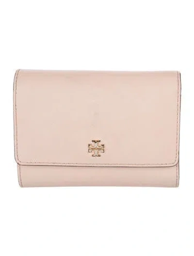 Pre-owned Tory Burch Saffiano Leather Compact Wallet In Pink