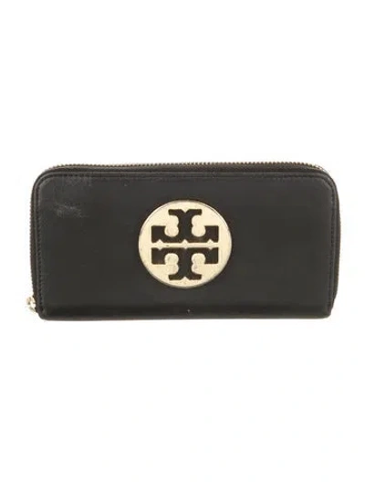 Pre-owned Tory Burch Saffiano Leather Continental Wallet In Black