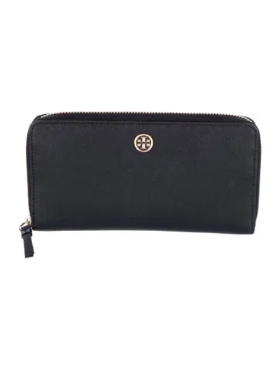 Pre-owned Tory Burch Saffiano Leather Continental Wallet In Black