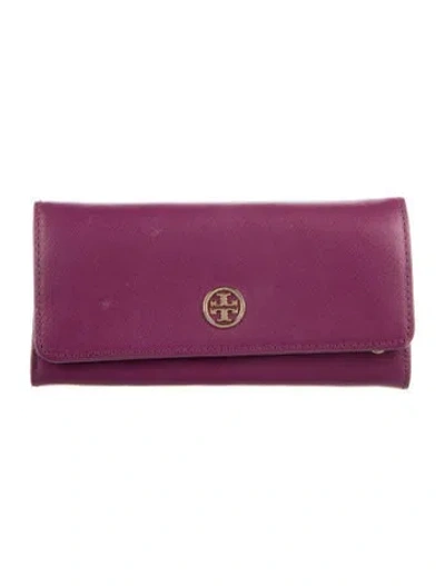 Pre-owned Tory Burch Saffiano Leather Continental Wallet In Purple