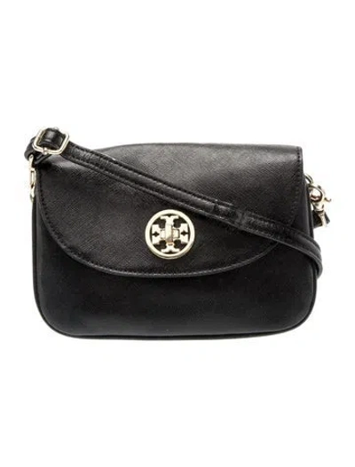 Pre-owned Tory Burch Saffiano Leather Crossbody Bag In Black