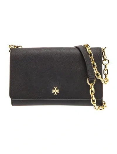 Pre-owned Tory Burch Saffiano Leather Crossbody Bag In Black