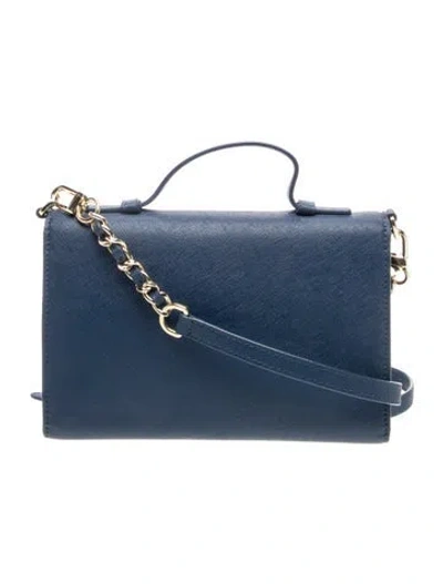 Pre-owned Tory Burch Saffiano Leather Crossbody Bag In Blue