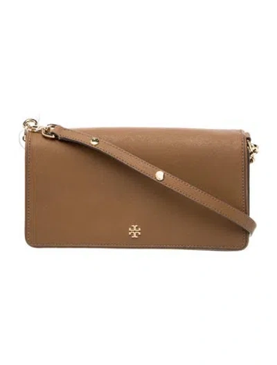 Pre-owned Tory Burch Saffiano Leather Crossbody Bag In Brown