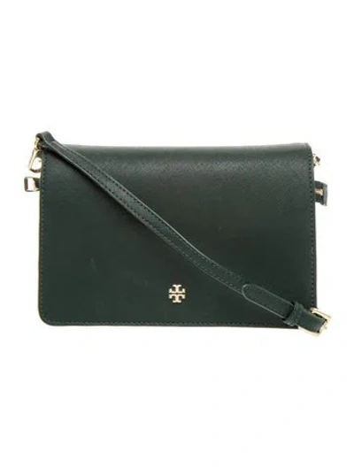 Pre-owned Tory Burch Saffiano Leather Crossbody Bag In Green