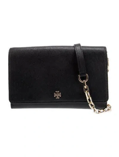 Pre-owned Tory Burch Saffiano Leather Evening Bag In Black