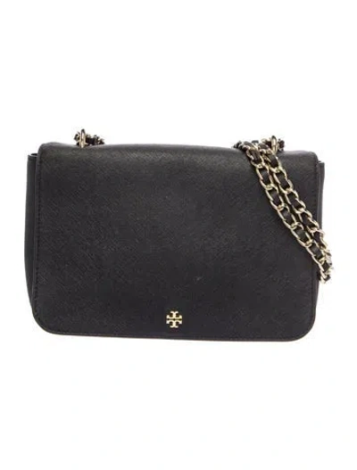 Pre-owned Tory Burch Saffiano Leather Evening Bag In Black