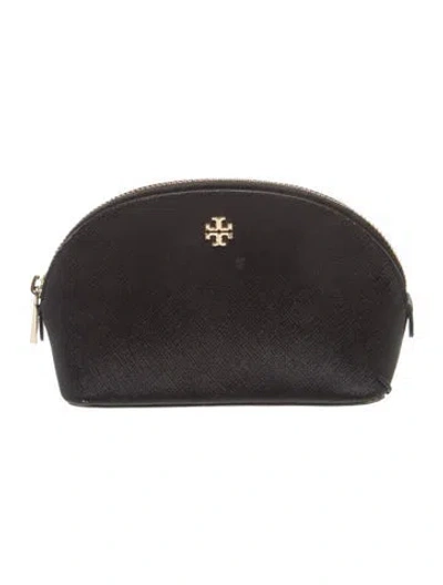 Pre-owned Tory Burch Saffiano Leather Evening Bag In Black