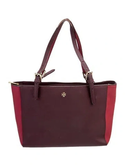 Pre-owned Tory Burch Saffiano Leather Shoulder Bag In Burgundy