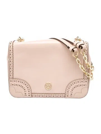 Pre-owned Tory Burch Saffiano Leather Shoulder Bag In Neutral