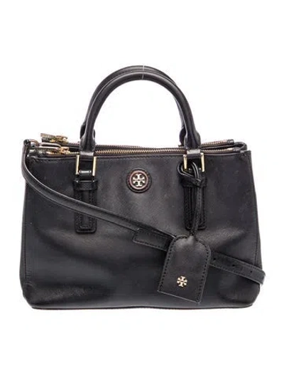 Pre-owned Tory Burch Saffiano Leather Top Handle Bag In Black