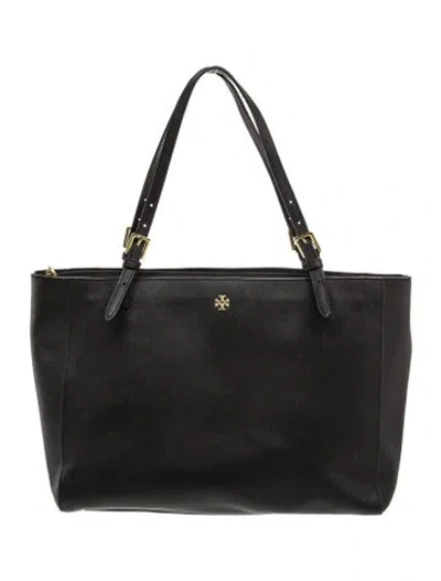 Pre-owned Tory Burch Saffiano Leather Tote In Black