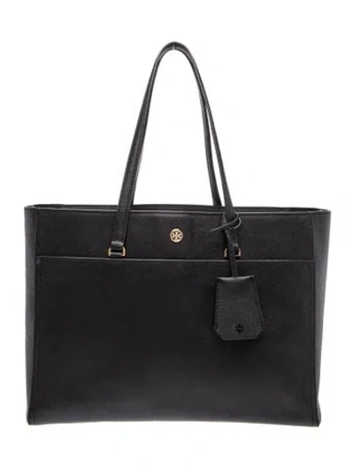 Pre-owned Tory Burch Saffiano Leather Tote In Black