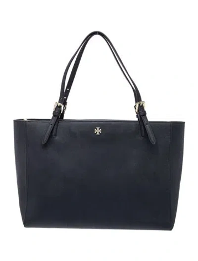 Pre-owned Tory Burch Saffiano Leather Tote In Black